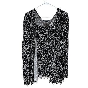 Maggie Barnes Black & White Beaded Fringe Top 34/36W